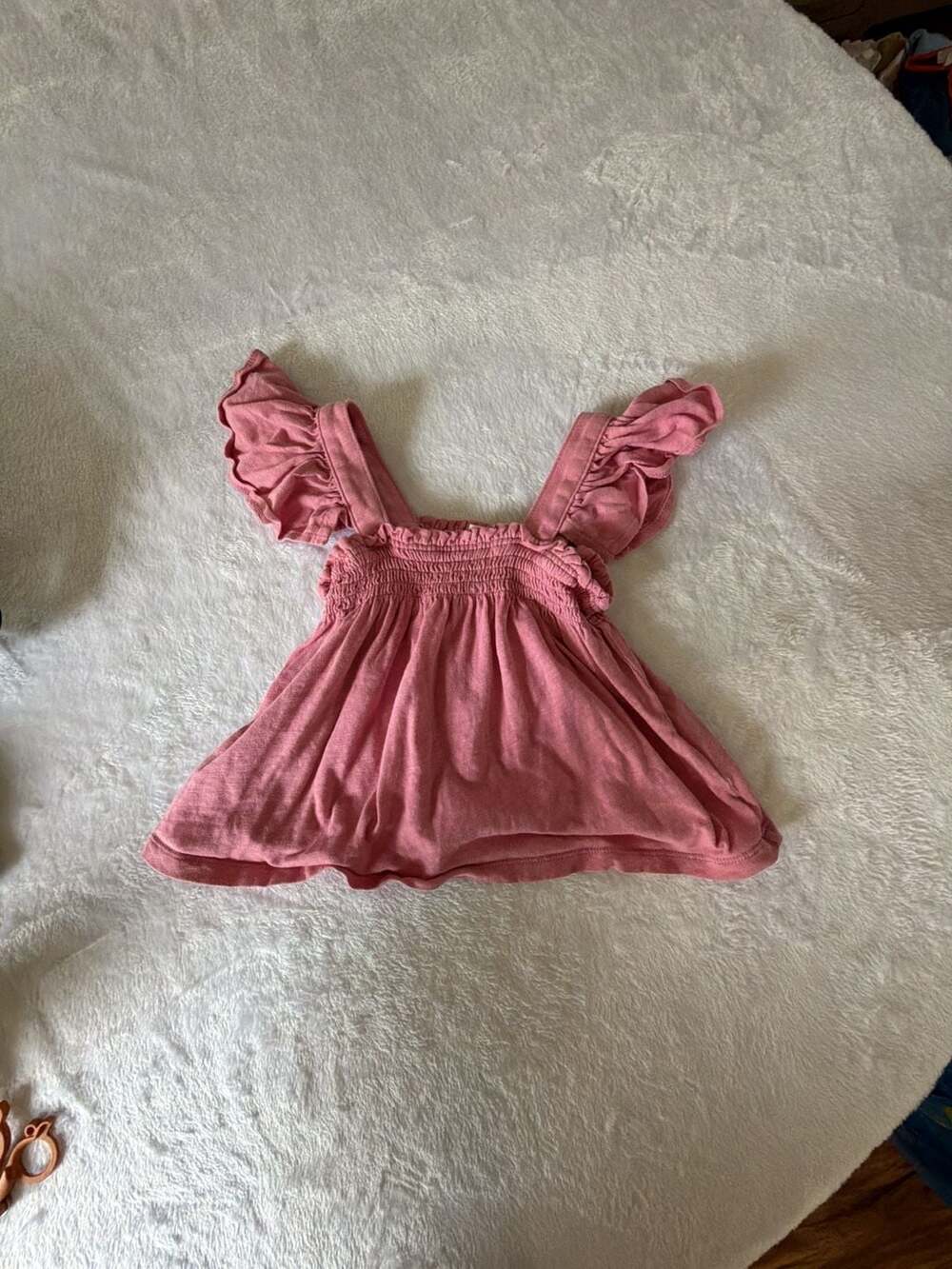 Crewcuts Ruffle Strap Smocked Top Size 6-7 Pink Cotton